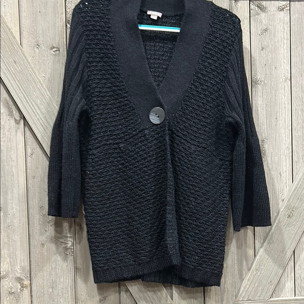 J. Jill Black Textured Cardigan Sweater
